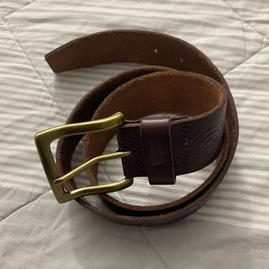 [Used] Levi’s Brown Print Leather Belt Gold Buckle, 85 cm/34 in